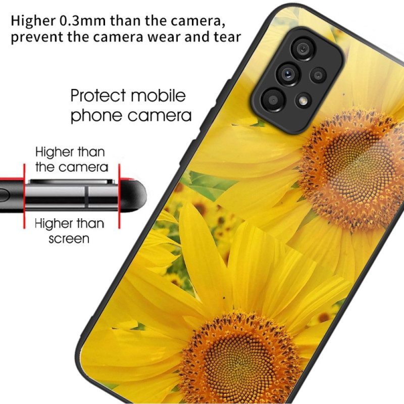 Hoesje voor Samsung Galaxy A53 5G Zonnebloem Gehard Glas