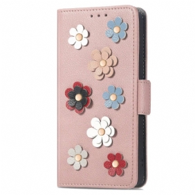 Leren Hoesje voor Samsung Galaxy A53 5G 3d Bloemen