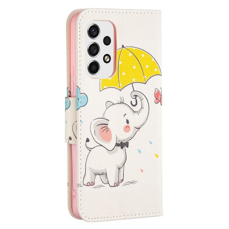 Leren Hoesje voor Samsung Galaxy A53 5G Baby Olifant