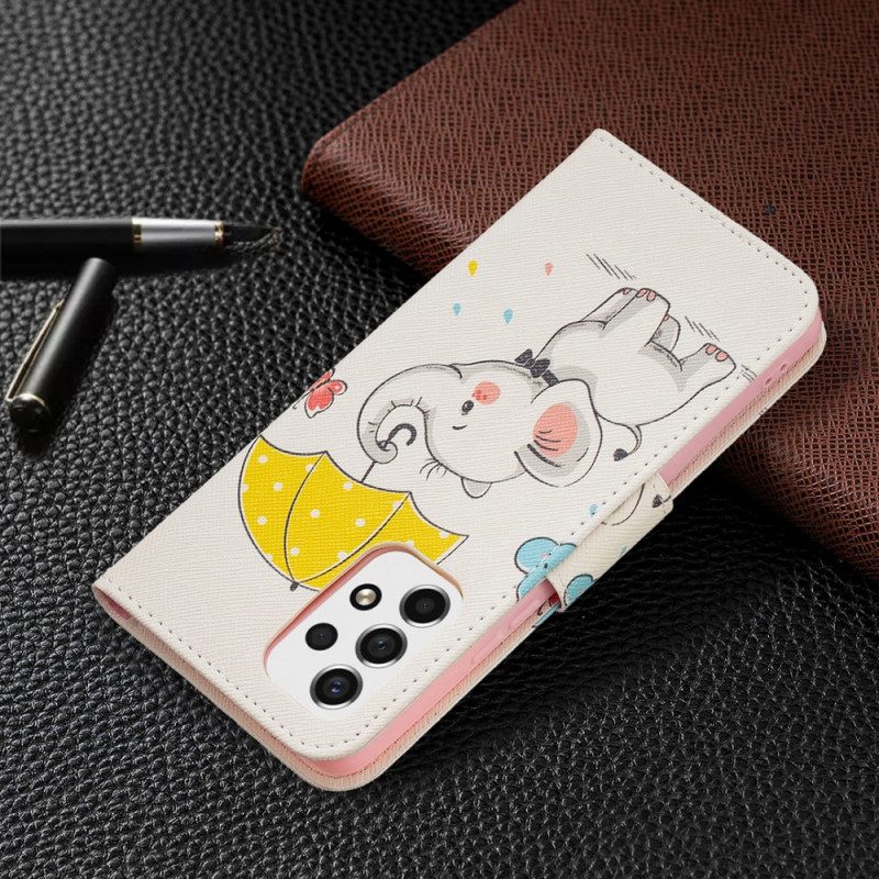 Leren Hoesje voor Samsung Galaxy A53 5G Baby Olifant