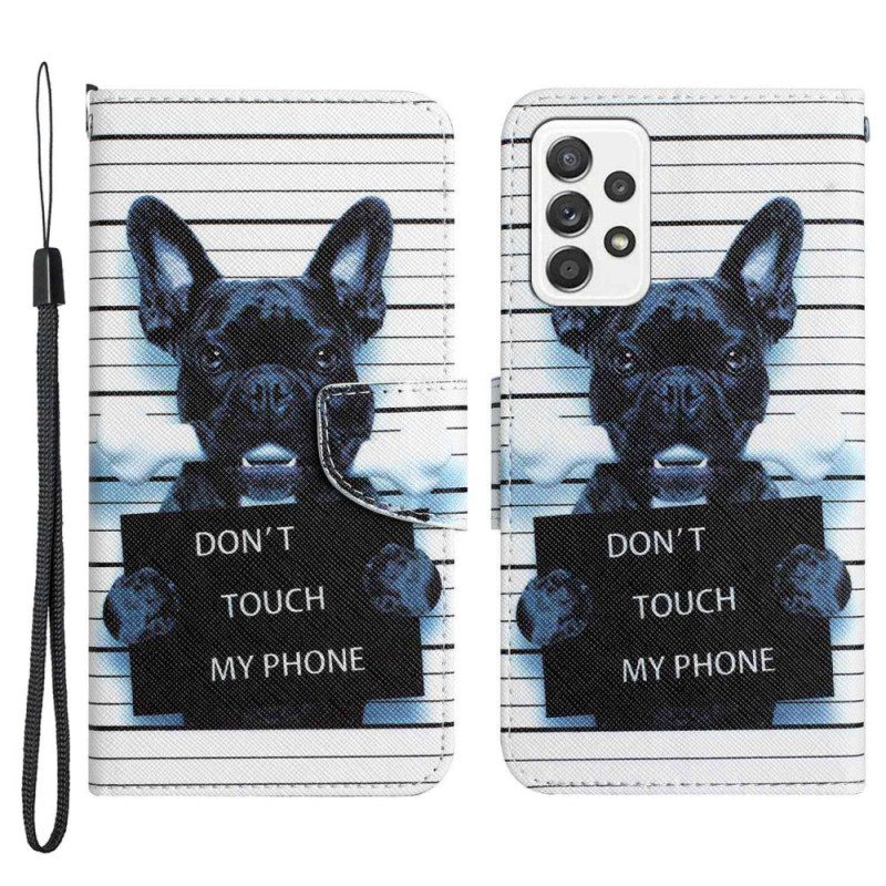 Leren Hoesje voor Samsung Galaxy A53 5G Met Ketting Hond Raakt Niet Aan Met Lanyard