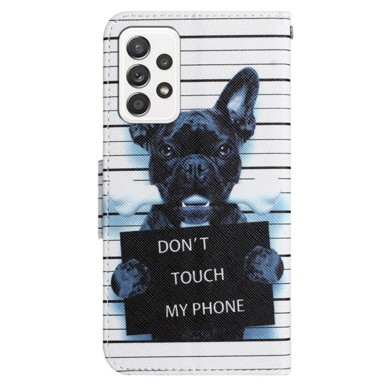 Leren Hoesje voor Samsung Galaxy A53 5G Met Ketting Hond Raakt Niet Aan Met Lanyard