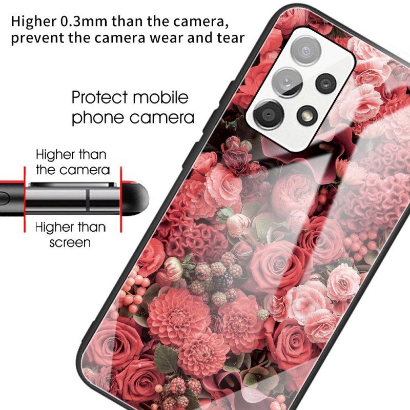 Telefoonhoesje voor Samsung Galaxy A53 5G Rose Bloemen Gehard Glas