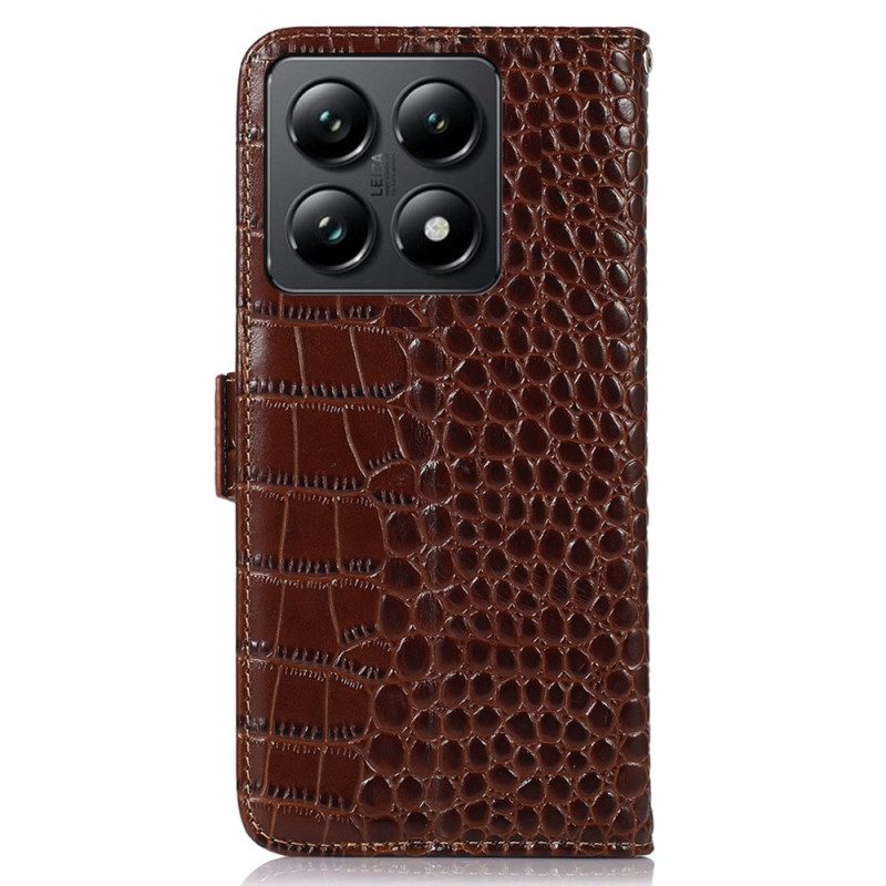 Flip Case Leren Xiaomi 14t Pro Leer Met Krokodillentextuur