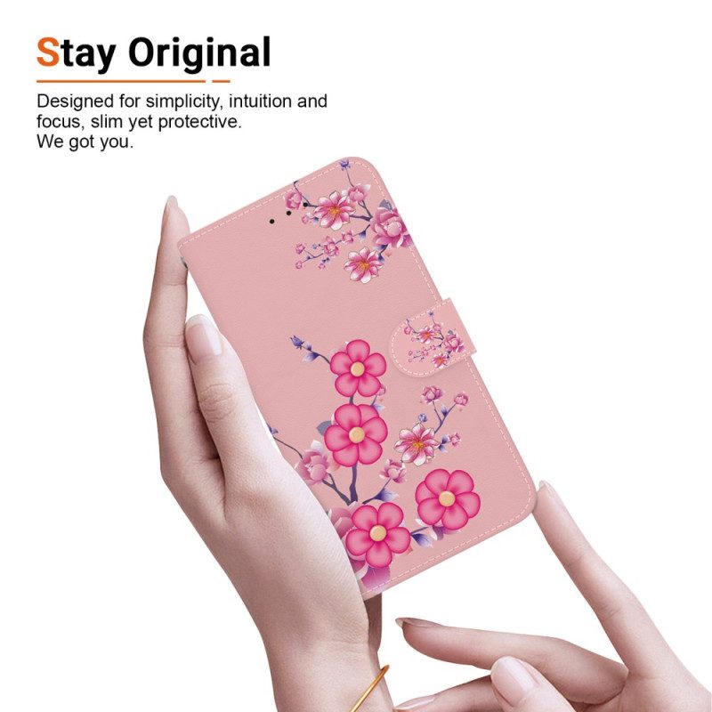 Folio-hoesje Xiaomi 14t Pro Telefoonhoesje Sakura-patroon Met Sleutelkoord