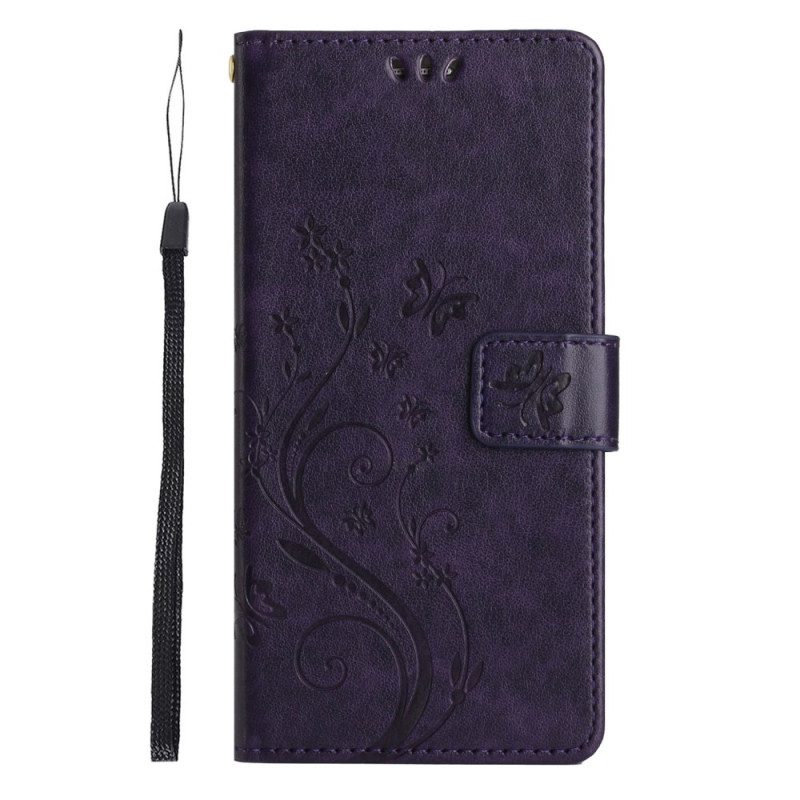 Leren Hoesje Voor Xiaomi 14t Pro Bloemenband