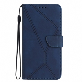 Leren Hoesje Voor Xiaomi 14t Pro Lijnen En Trekkoorden