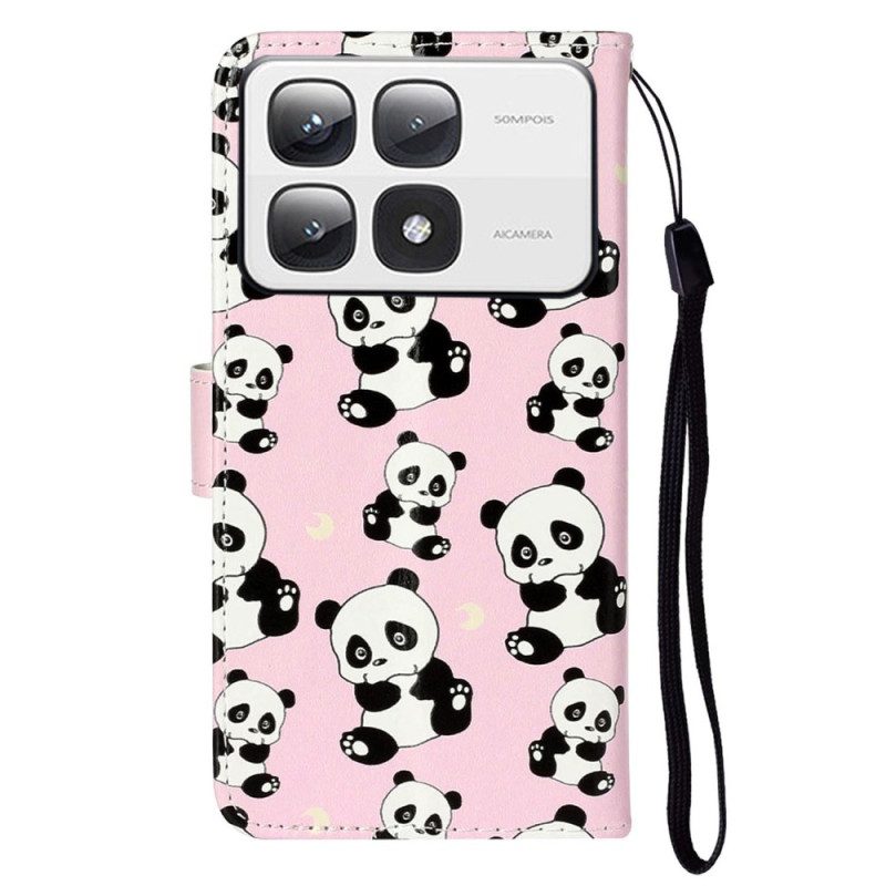 Leren Hoesje Voor Xiaomi 14t Pro Panda's Premium