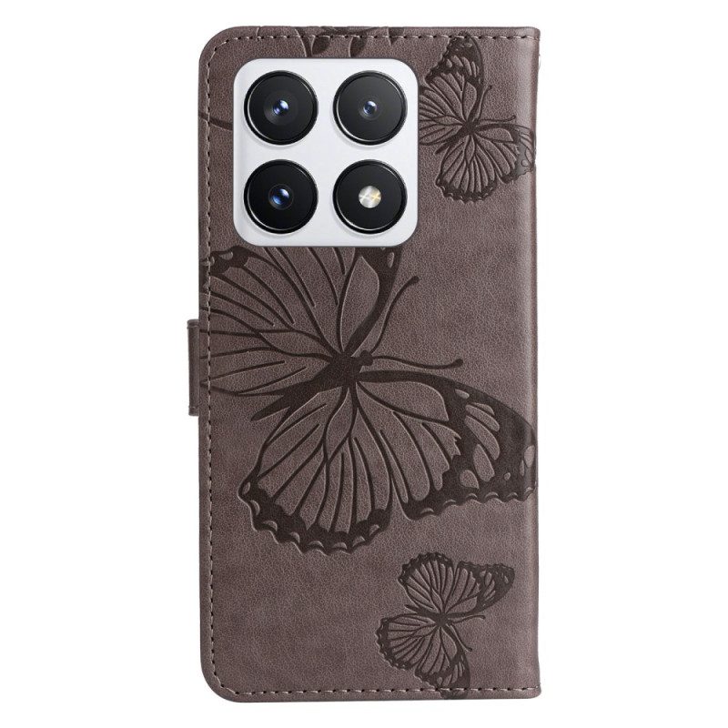 Leren Hoesje Voor Xiaomi 14t Pro Reuzevlinders