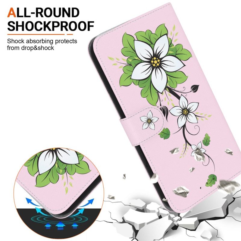 Leren Hoesje Xiaomi 14t Pro Lily Met Bandjes Bescherming Hoesje