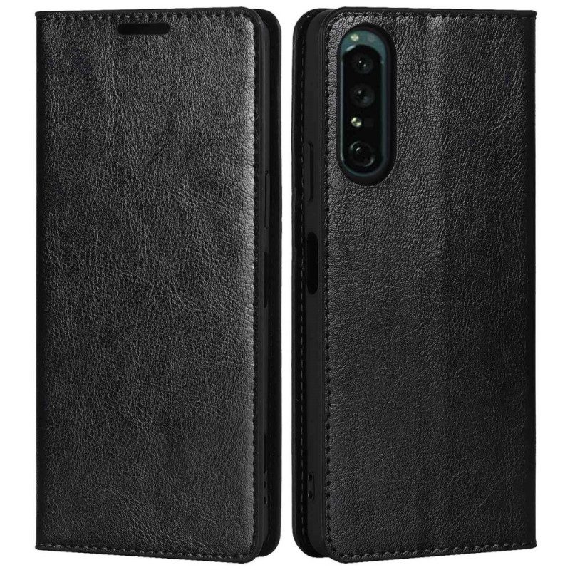 Bescherming Hoesje voor Sony Xperia 1 IV Folio-hoesje Echt Leer