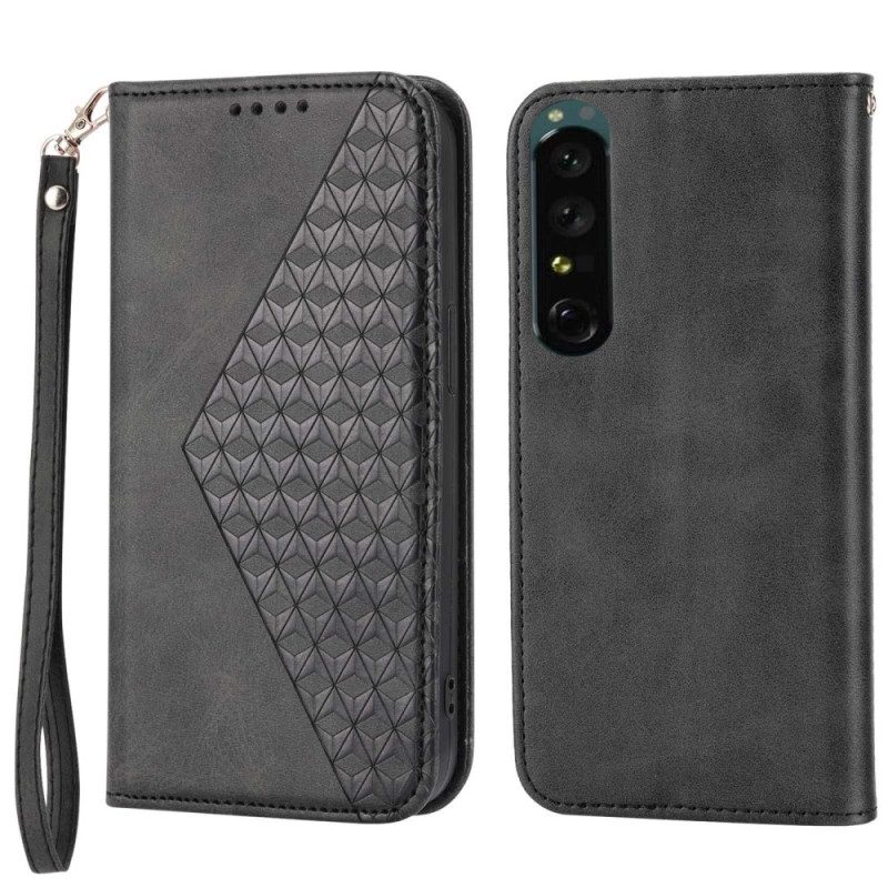 Bescherming Hoesje voor Sony Xperia 1 IV Folio-hoesje Leren Stijl Met 3d-patroon En Riem