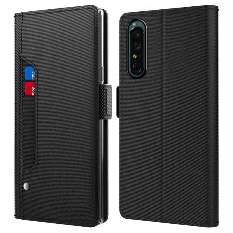 Flip Case voor Sony Xperia 1 IV Verwijderbare Spiegel En Kaarthouder