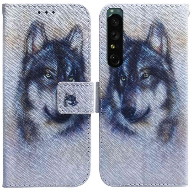 Folio-hoesje voor Sony Xperia 1 IV Aquarel Hond