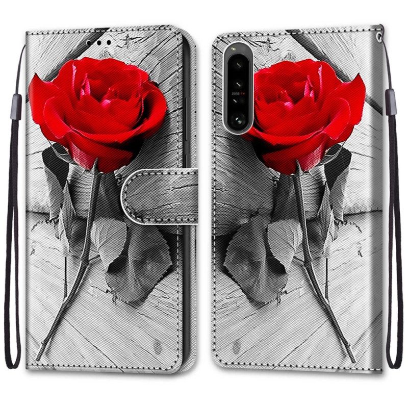 Folio-hoesje voor Sony Xperia 1 IV Bloemen Met Riem