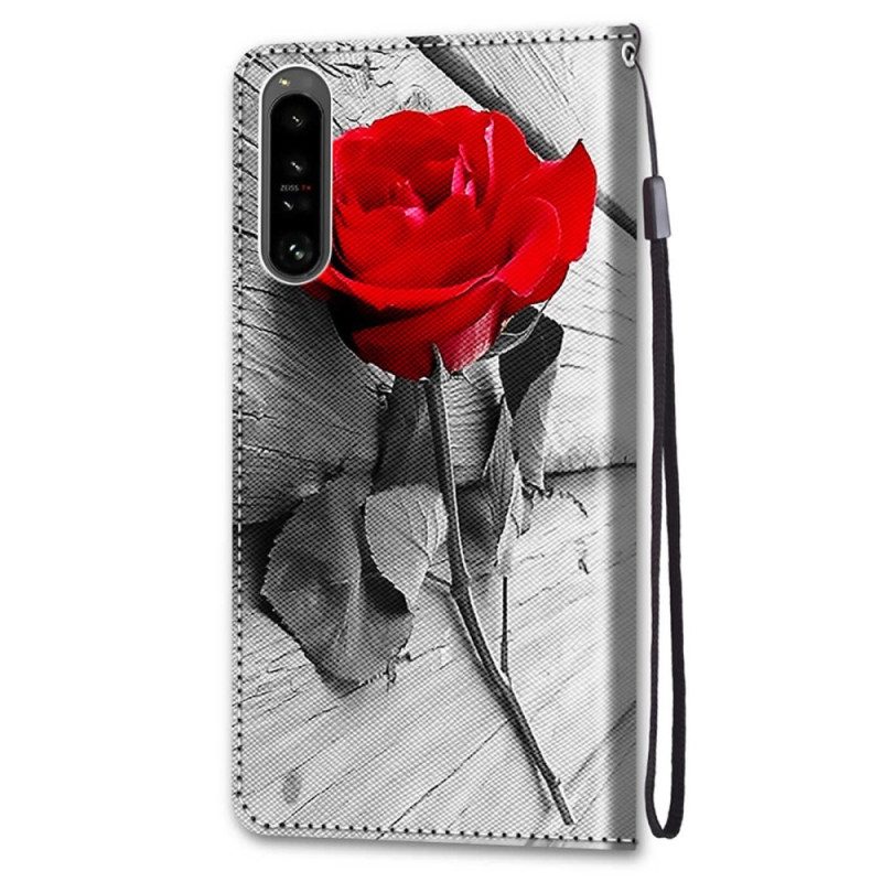 Folio-hoesje voor Sony Xperia 1 IV Bloemen Met Riem