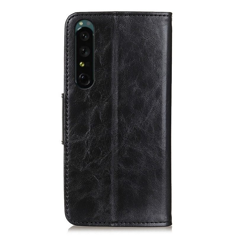 Folio-hoesje voor Sony Xperia 1 IV Gespleten Lederen Vintage Sluiting