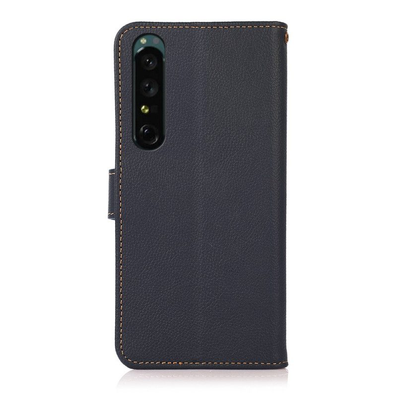 Folio-hoesje voor Sony Xperia 1 IV Khazneh Rfid Echt Leer