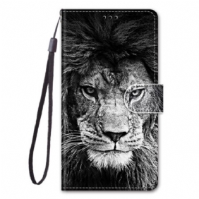 Folio-hoesje voor Sony Xperia 1 IV Met Ketting Lanyard Leeuw