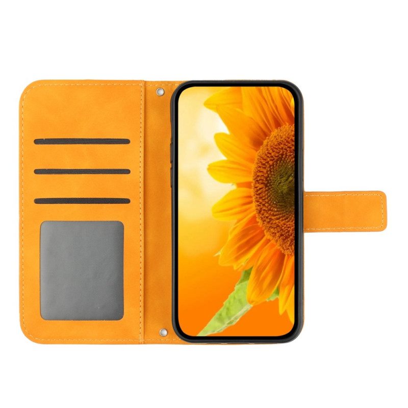 Folio-hoesje voor Sony Xperia 1 IV Met Ketting Strakke Zonnebloem