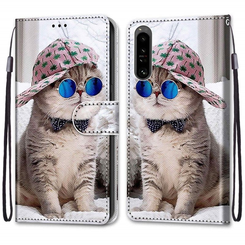 Folio-hoesje voor Sony Xperia 1 IV Met Ketting Yo Kat Met Riem