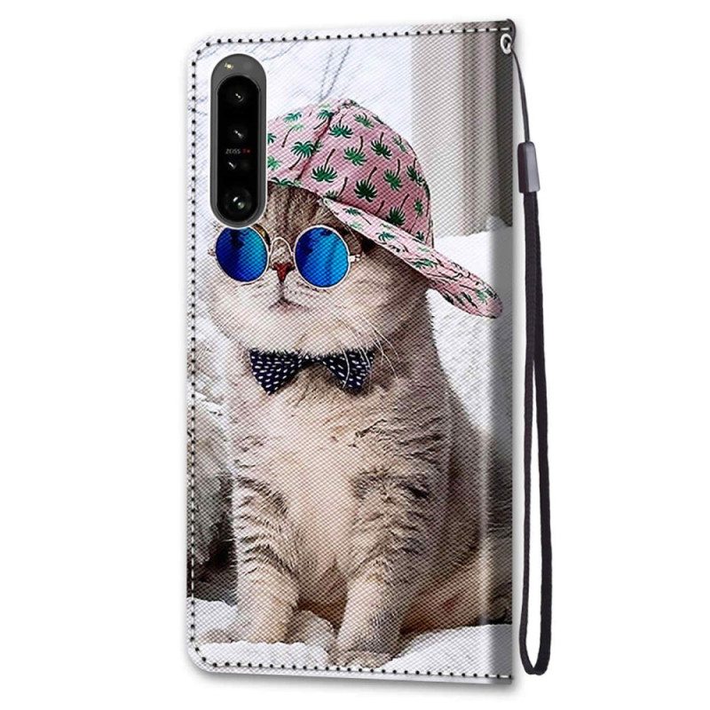 Folio-hoesje voor Sony Xperia 1 IV Met Ketting Yo Kat Met Riem