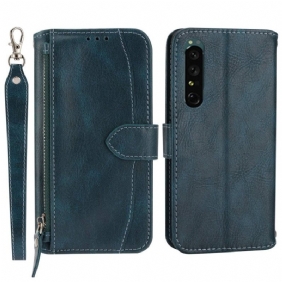 Folio-hoesje voor Sony Xperia 1 IV Portemonnee Leren Portemonnee Met Lanyard En Schouderriem