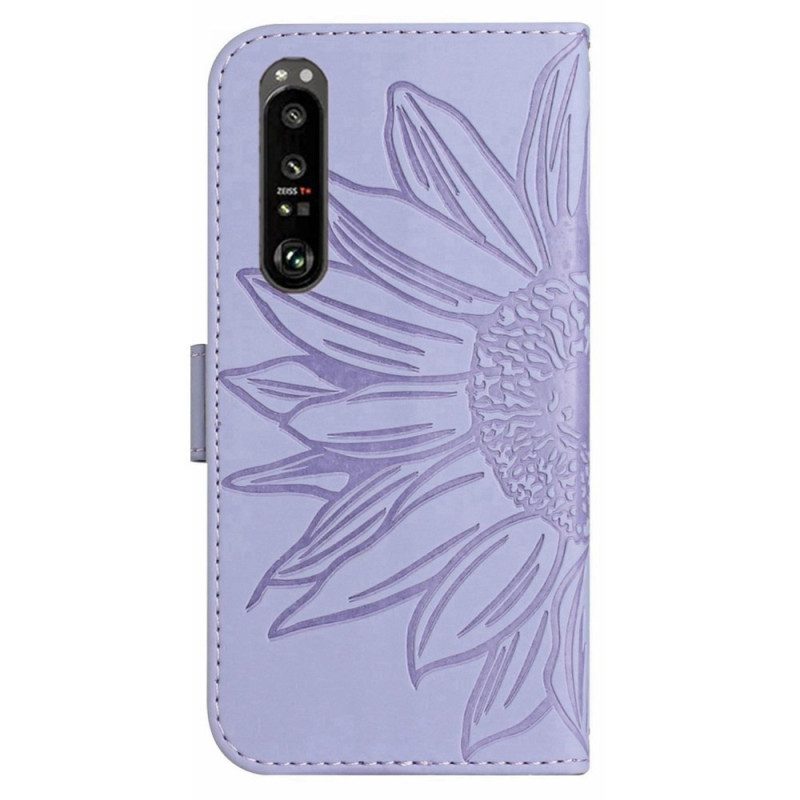 Folio-hoesje voor Sony Xperia 1 IV Zonnebloem En Schouderriem