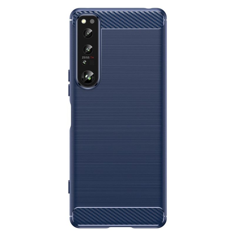 Hoesje voor Sony Xperia 1 IV Geborstelde Koolstofvezel