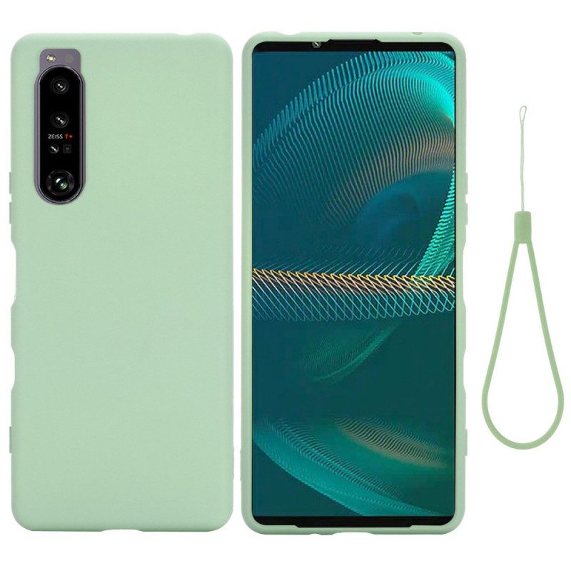 Hoesje voor Sony Xperia 1 IV Met Ketting Vloeibare Siliconen Met Bandjes