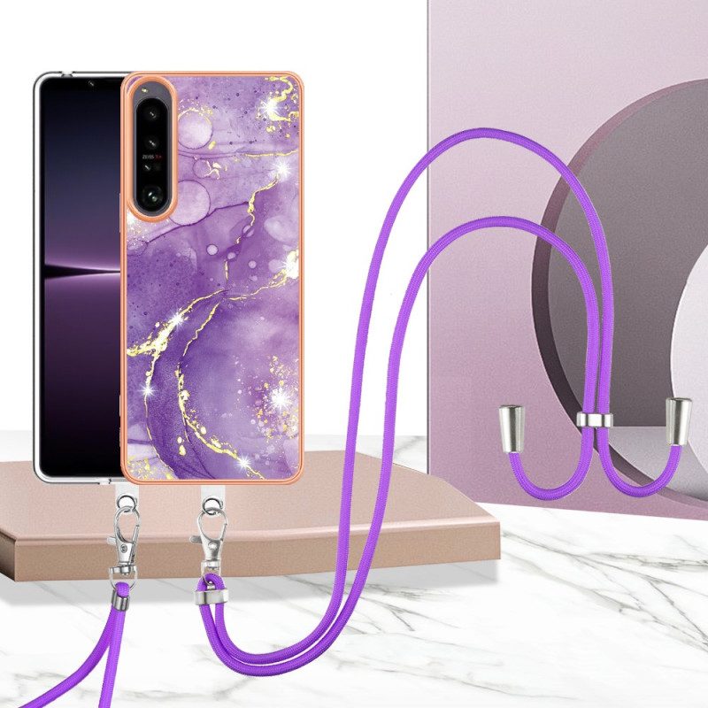 Hoesje voor Sony Xperia 1 IV Met Koord Met Marmeren Koord