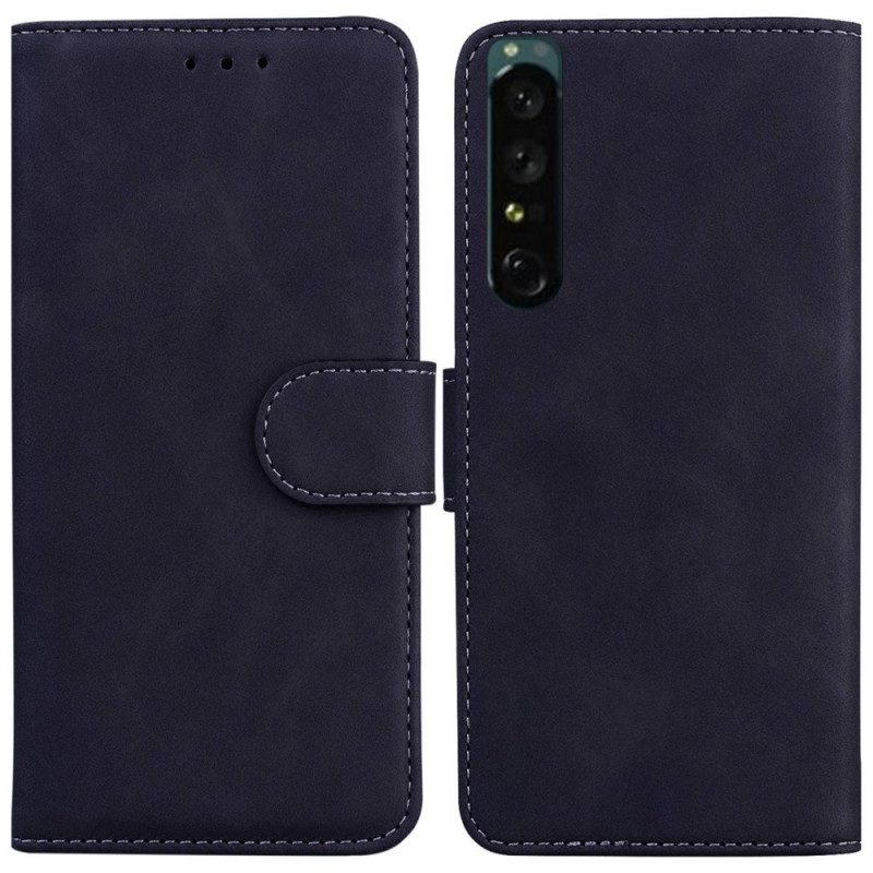 Leren Hoesje voor Sony Xperia 1 IV Effen Kleur