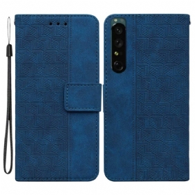 Leren Hoesje voor Sony Xperia 1 IV Met Ketting Patroon Met Bandjes