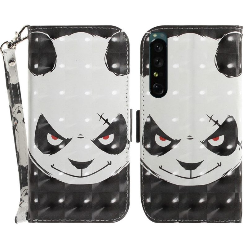 Leren Hoesje voor Sony Xperia 1 IV Met Ketting Strakke Panda