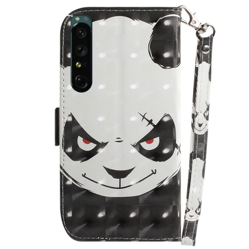 Leren Hoesje voor Sony Xperia 1 IV Met Ketting Strakke Panda