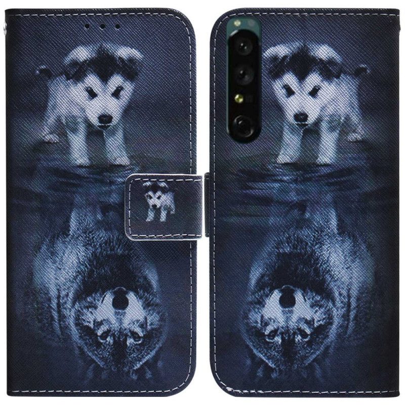 Leren Hoesje voor Sony Xperia 1 IV Puppy-droom