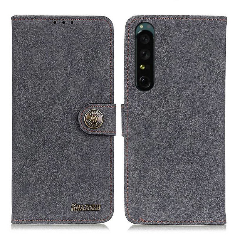 Leren Hoesje voor Sony Xperia 1 IV Vintage Khazneh Splitleer