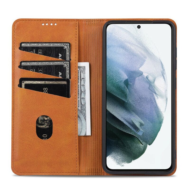 Bescherming Hoesje voor Samsung Galaxy S21 FE Folio-hoesje Azns Leerstyling