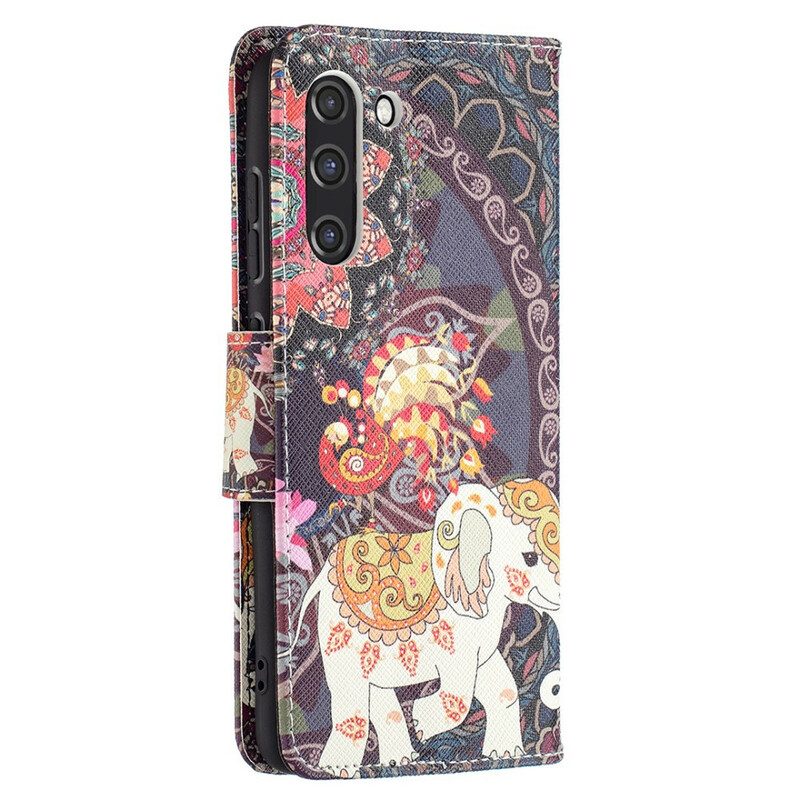 Flip Case voor Samsung Galaxy S21 FE Etnische Olifanten Mandala