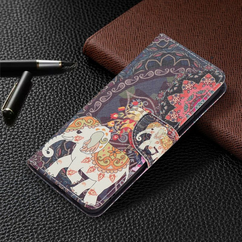 Flip Case voor Samsung Galaxy S21 FE Etnische Olifanten Mandala