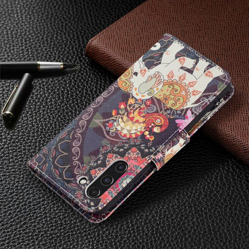 Flip Case voor Samsung Galaxy S21 FE Etnische Olifanten Mandala