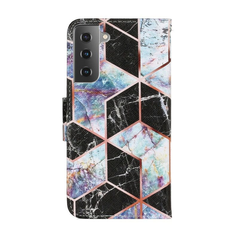 Flip Case voor Samsung Galaxy S21 FE Geometrische Marmeren Stijl