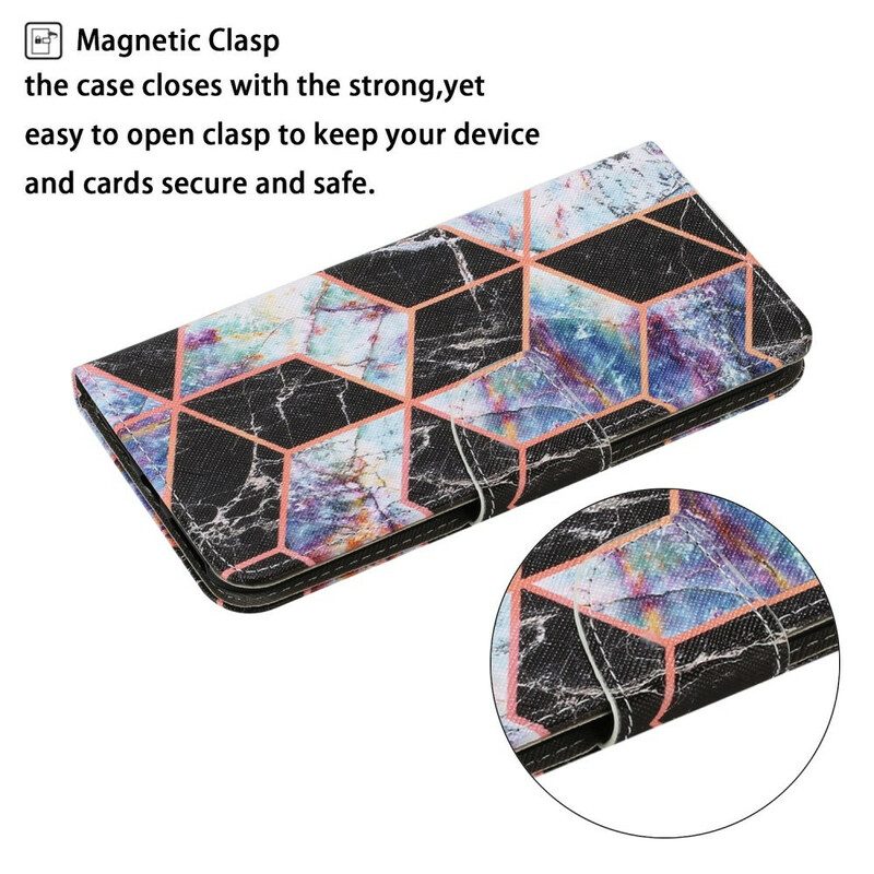 Flip Case voor Samsung Galaxy S21 FE Geometrische Marmeren Stijl