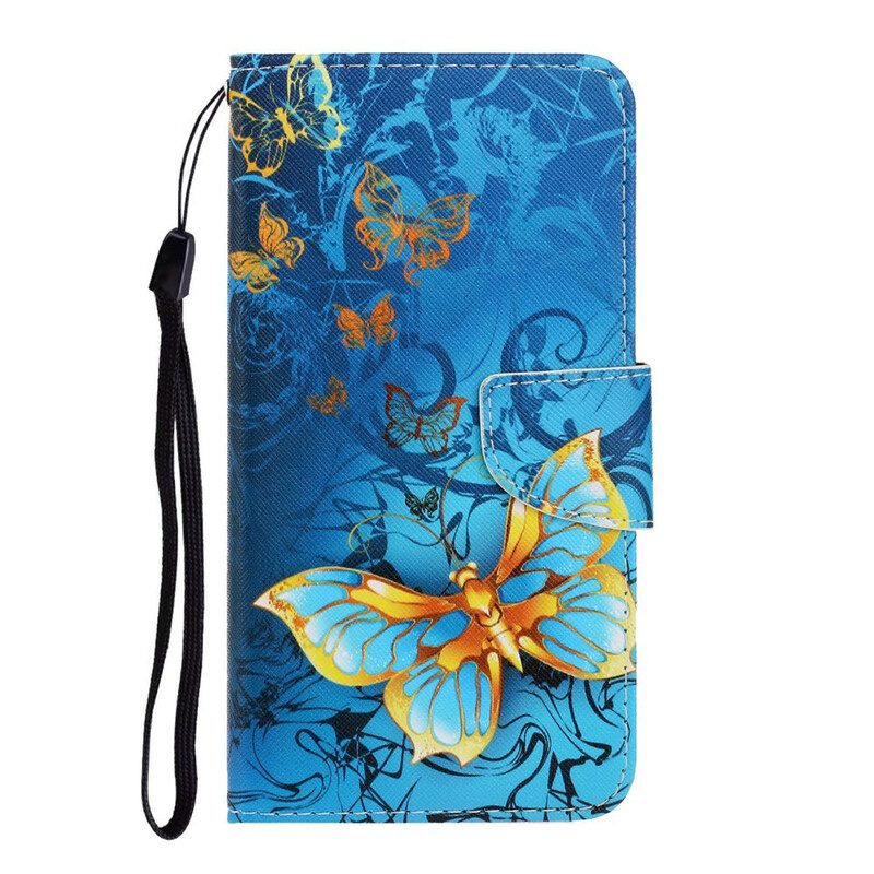 Flip Case voor Samsung Galaxy S21 FE Met Ketting Vlinderbandvariaties