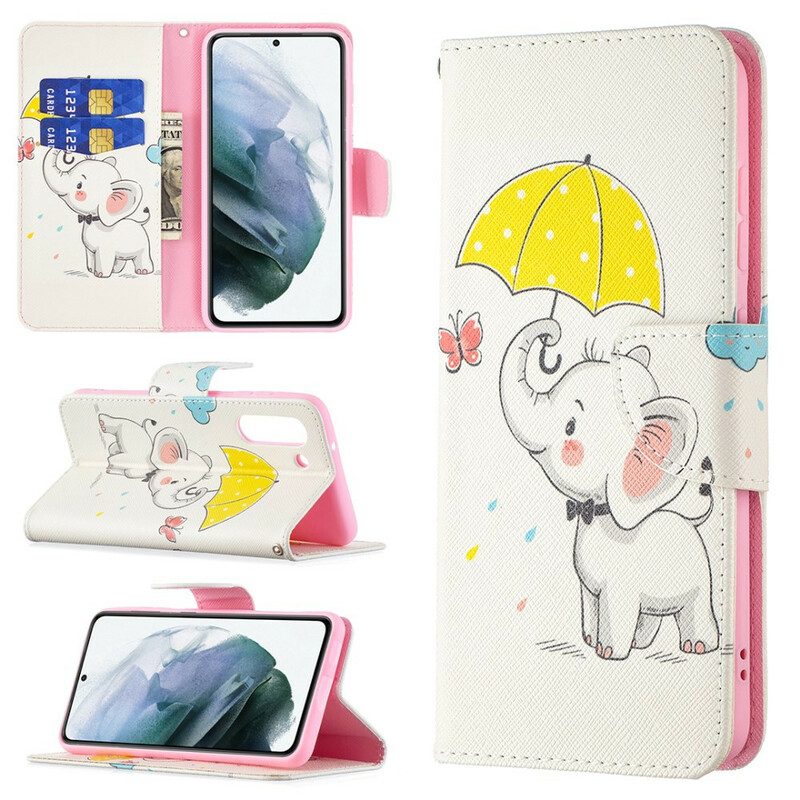 Folio-hoesje voor Samsung Galaxy S21 FE Baby Olifant