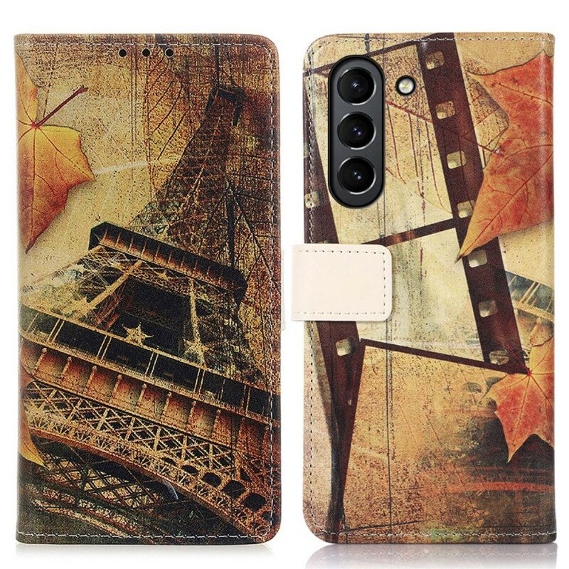 Folio-hoesje voor Samsung Galaxy S21 FE Eiffeltoren In De Herfst