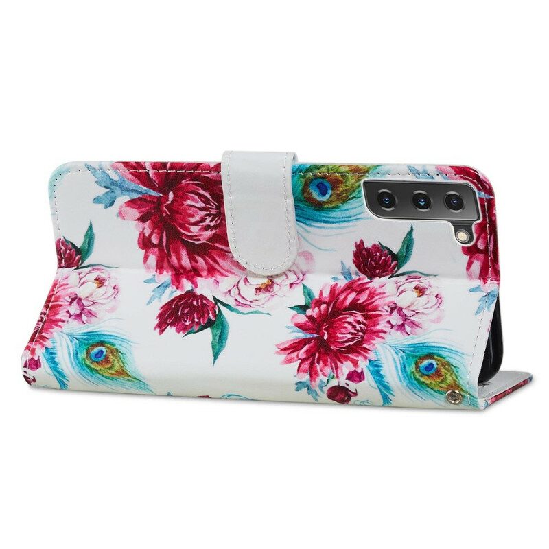 Folio-hoesje voor Samsung Galaxy S21 FE Intense Bloemen