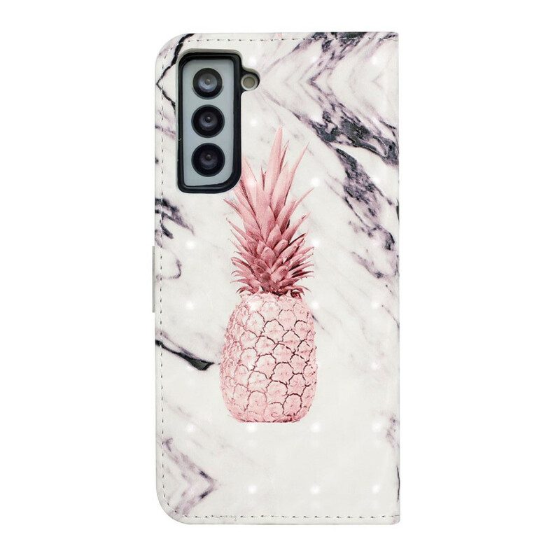 Folio-hoesje voor Samsung Galaxy S21 FE Lichte Vlek Ananas