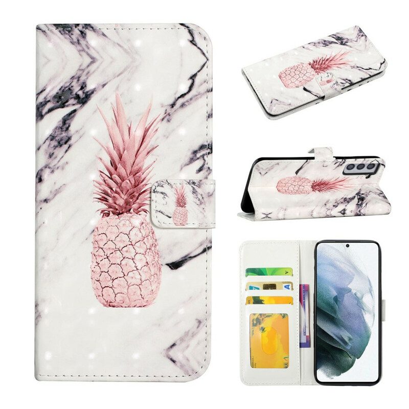 Folio-hoesje voor Samsung Galaxy S21 FE Lichte Vlek Ananas