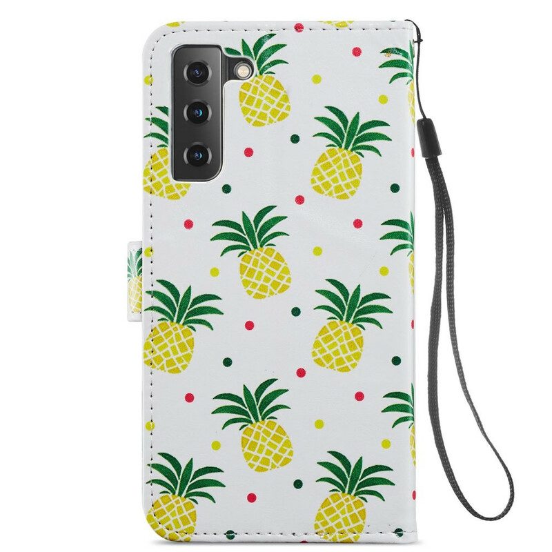 Folio-hoesje voor Samsung Galaxy S21 FE Meerdere Ananas